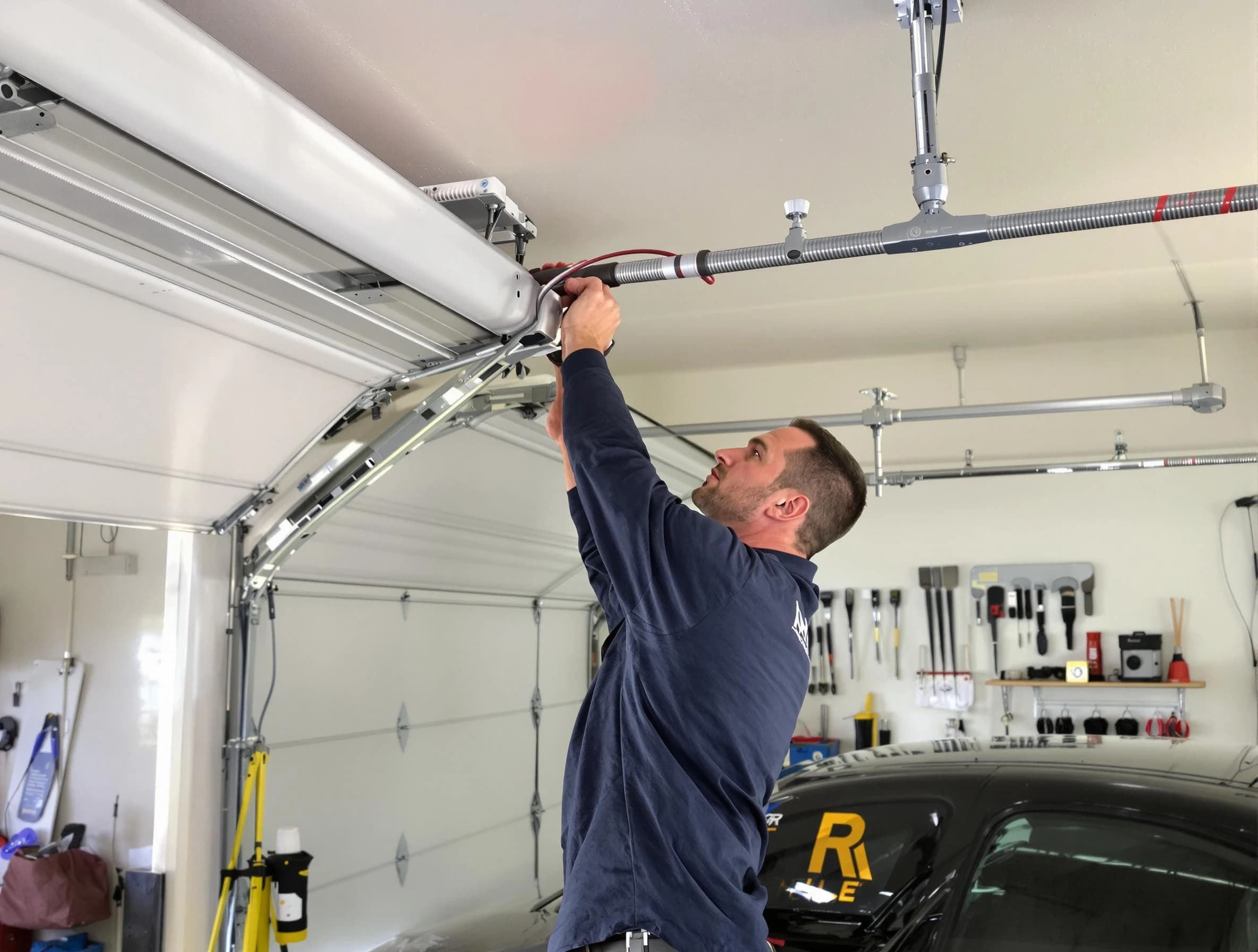 Fort Lee Garage Door Repair technician performing garage door cable repair in Fort Lee