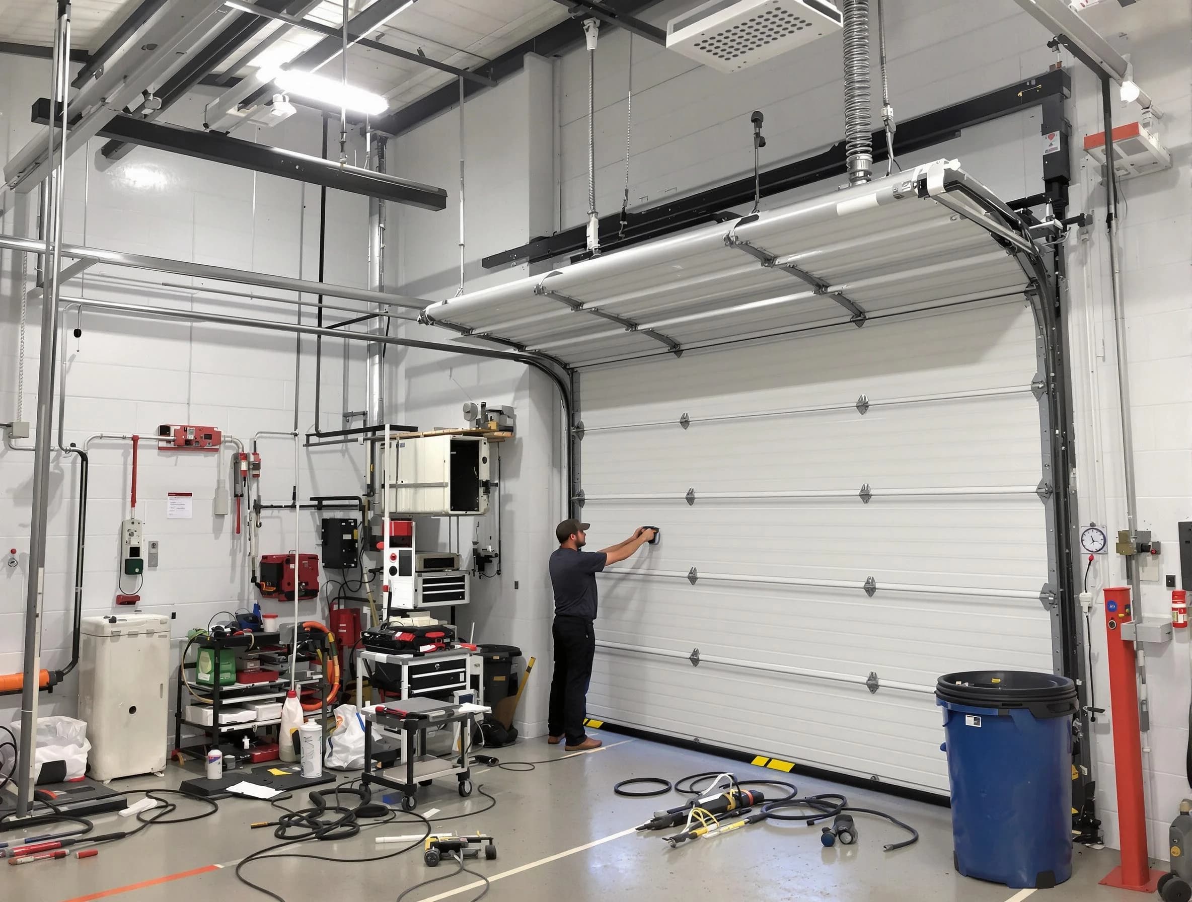 Fort Lee Garage Door Repair certified technician performing commercial door repair at a Fort Lee business facility