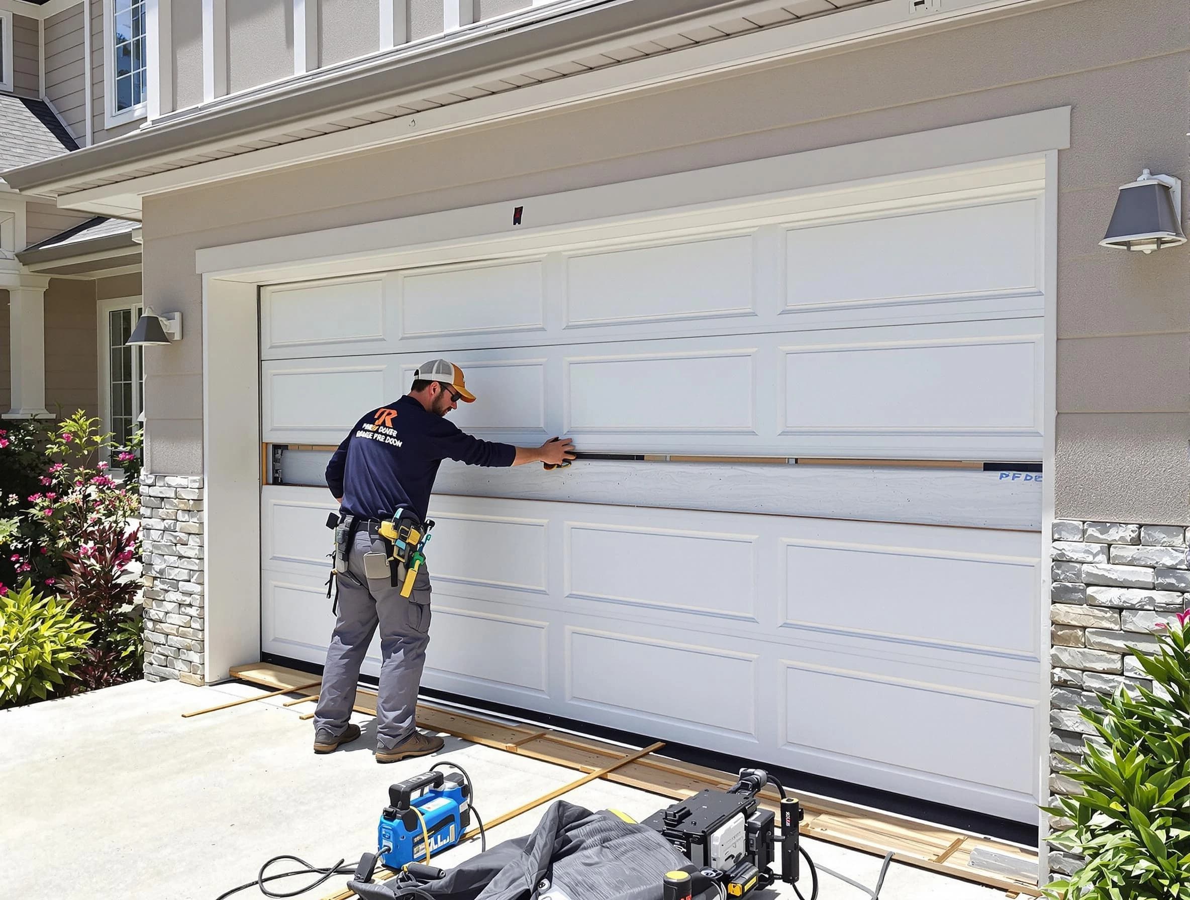 Fort Lee Garage Door Repair team performing complete garage door replacement at Fort Lee residence