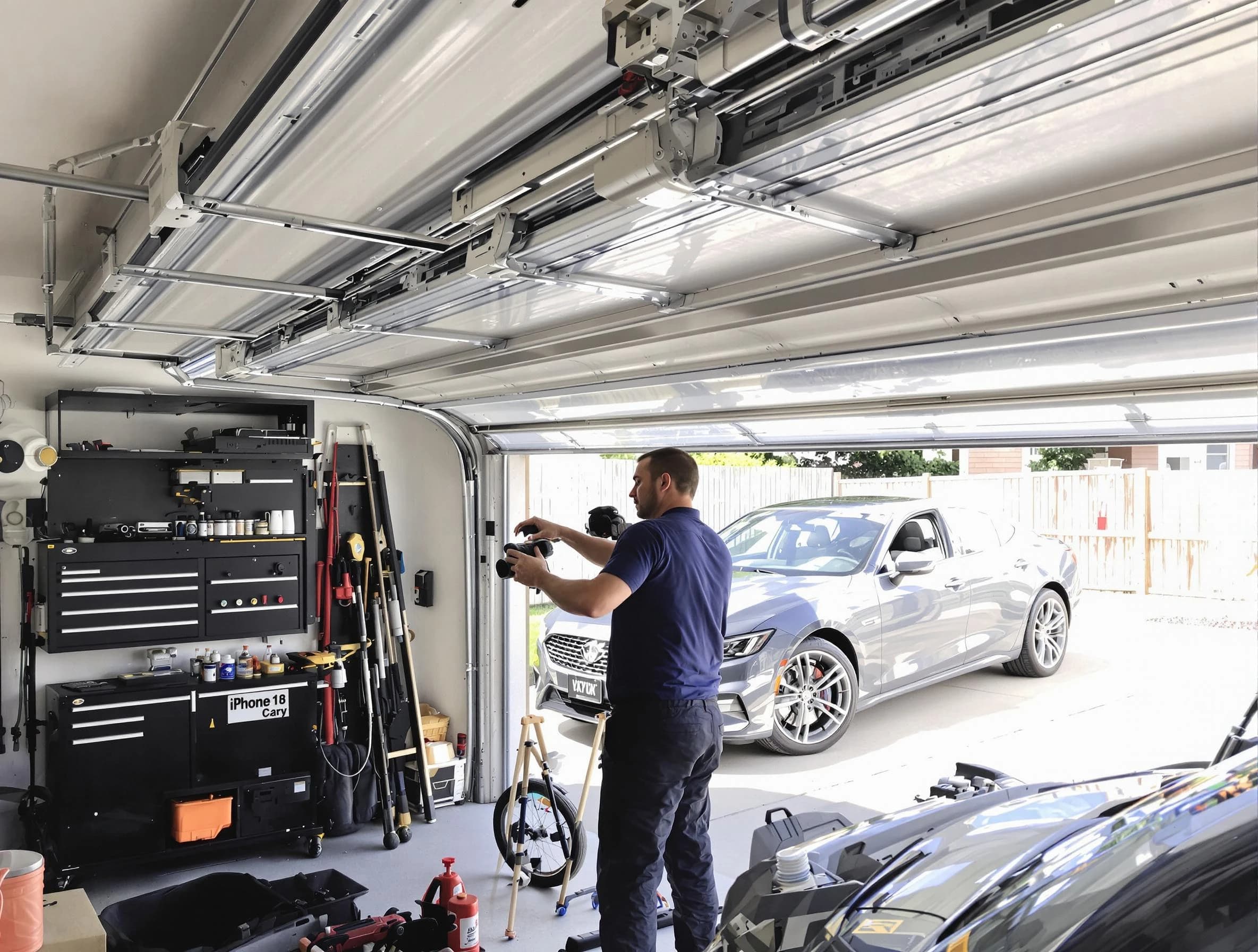 Fort Lee Garage Door Repair technician fixing noisy garage door in Fort Lee