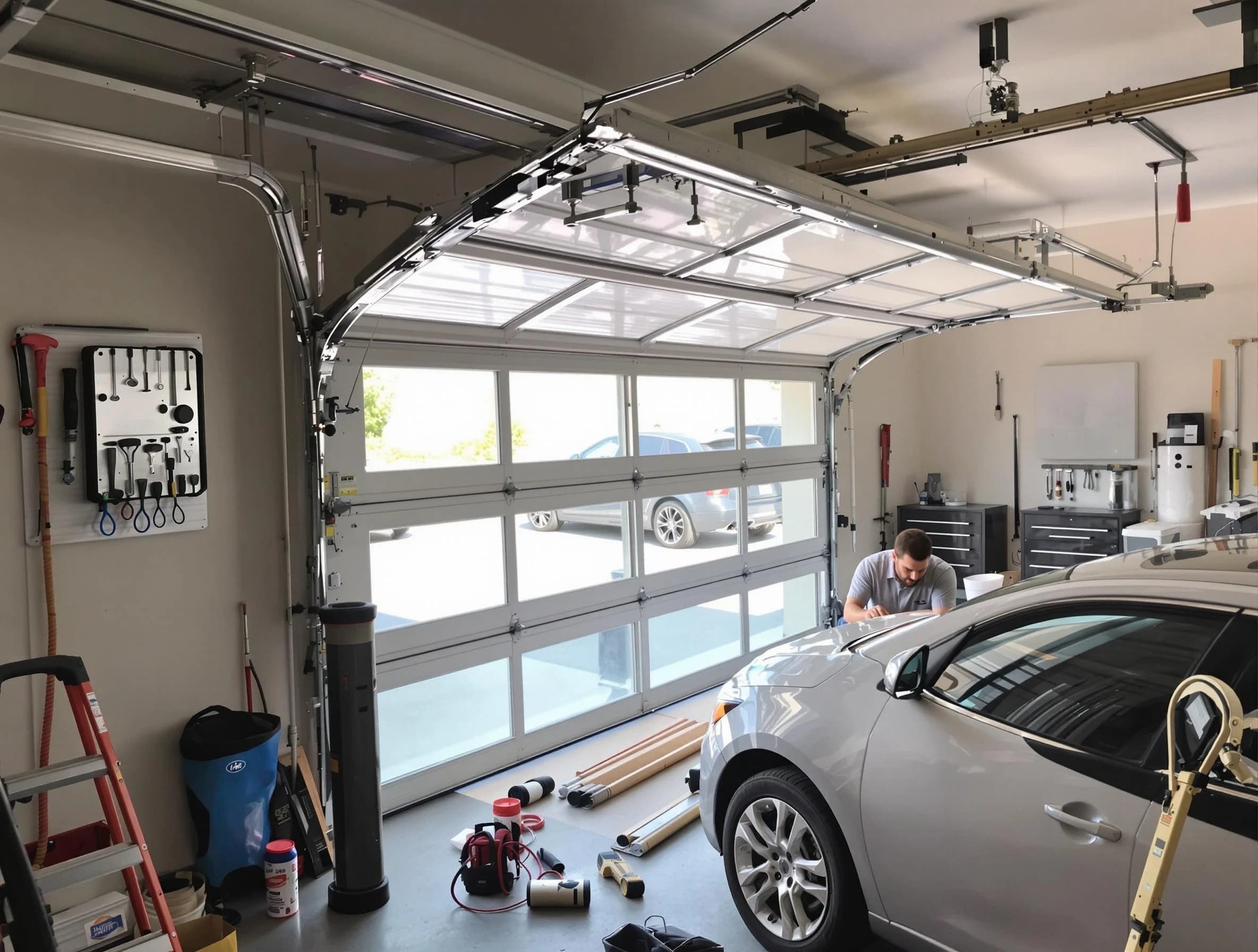 Garage door noise reduction service by Fort Lee Garage Door Repair in Fort Lee