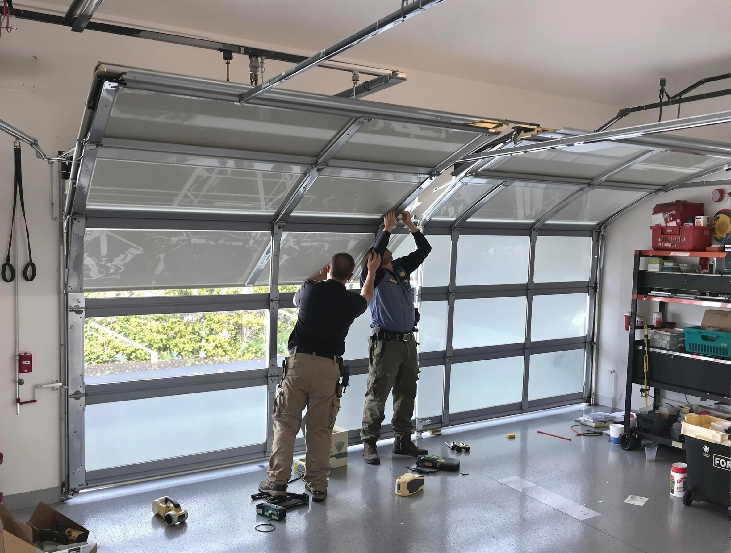 Fort Lee Garage Door Repair expert performing precise panel replacement on Fort Lee garage door