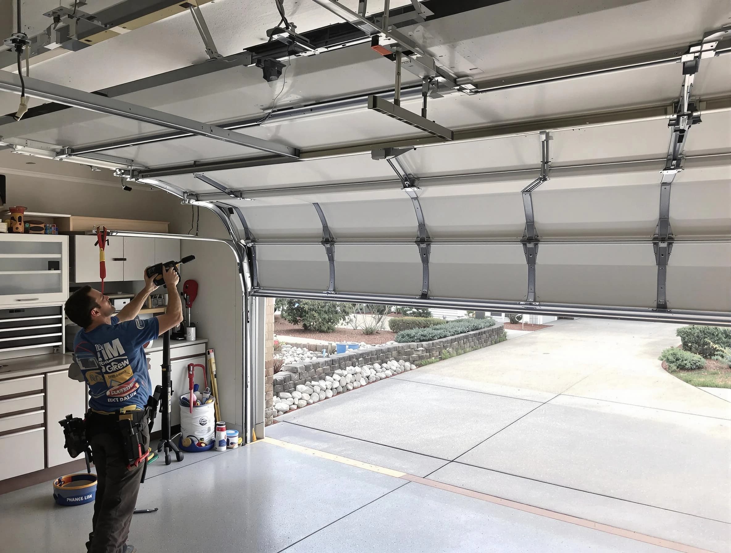 Garage door track repair service by Fort Lee Garage Door Repair in Fort Lee