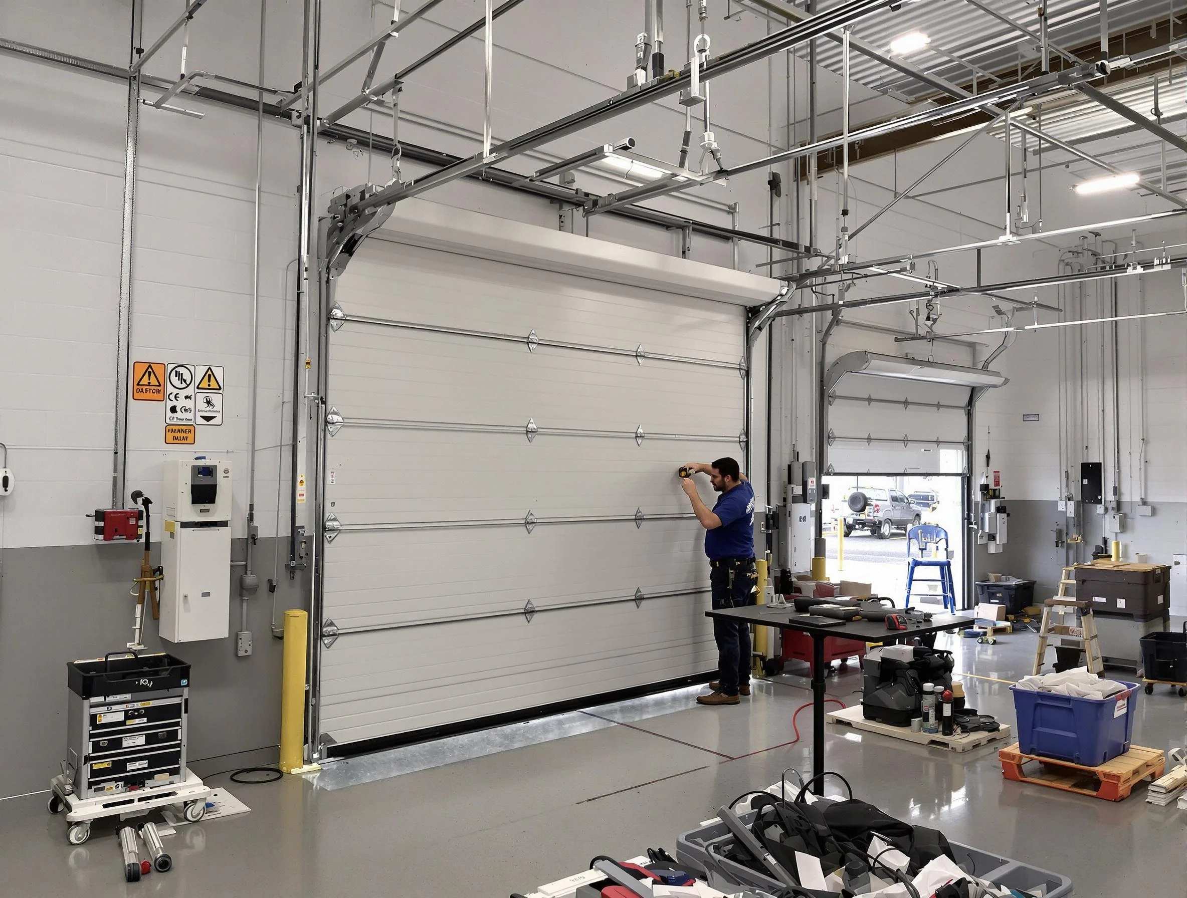 Commercial garage door repair being performed by Fort Lee Garage Door Repair expert in Fort Lee