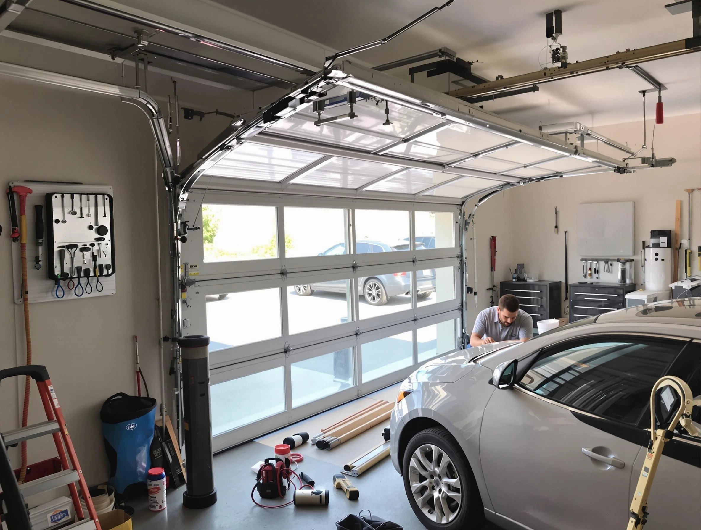 Garage door noise reduction service by Fort Lee Garage Door Repair in Fort Lee