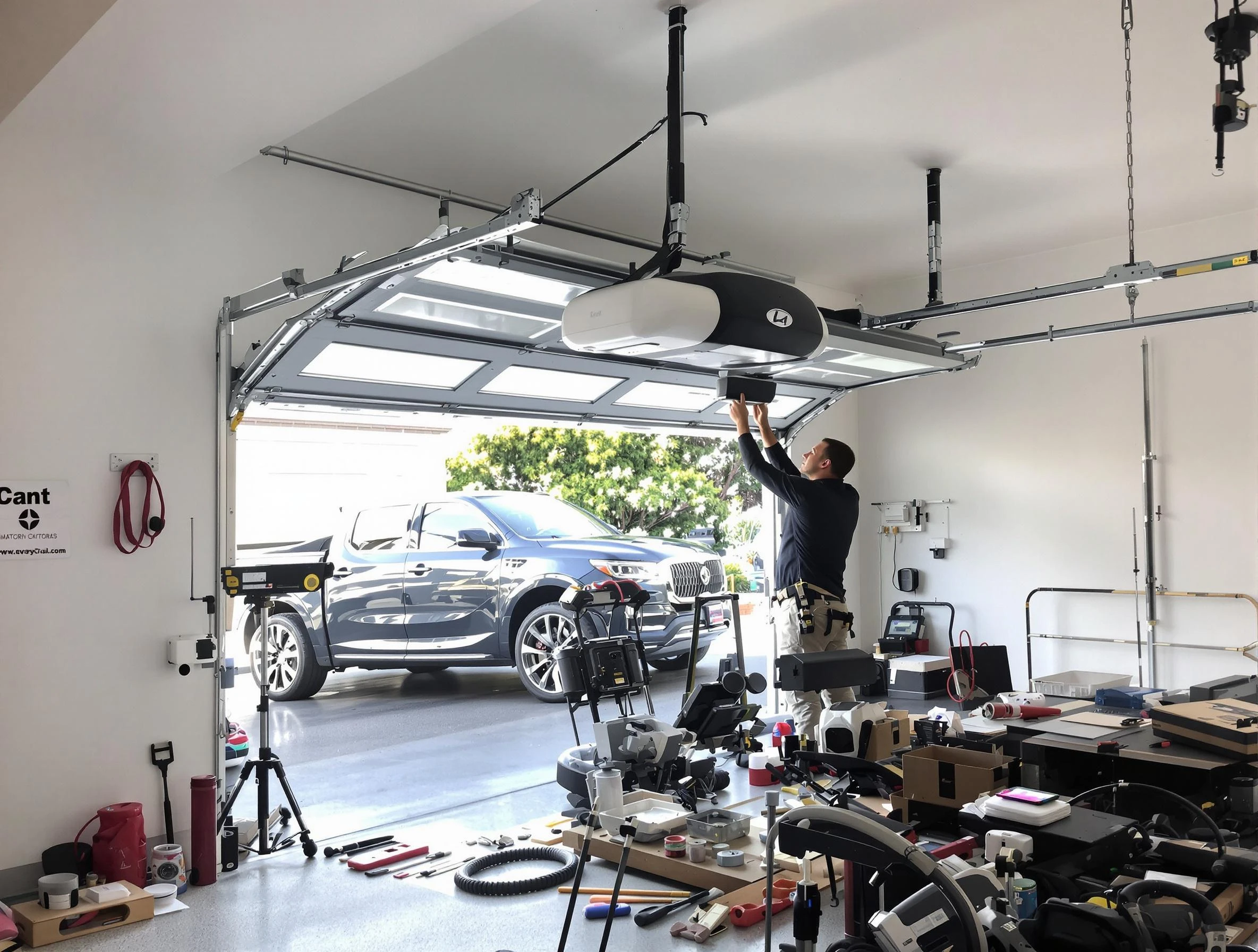 Fort Lee Garage Door Repair specialist installing smart garage door opener system in Fort Lee home