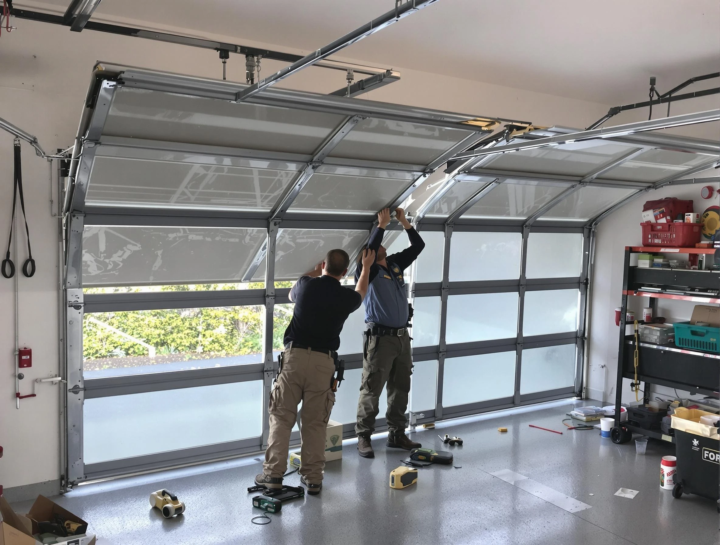 Fort Lee Garage Door Repair expert performing precise panel replacement on Fort Lee garage door