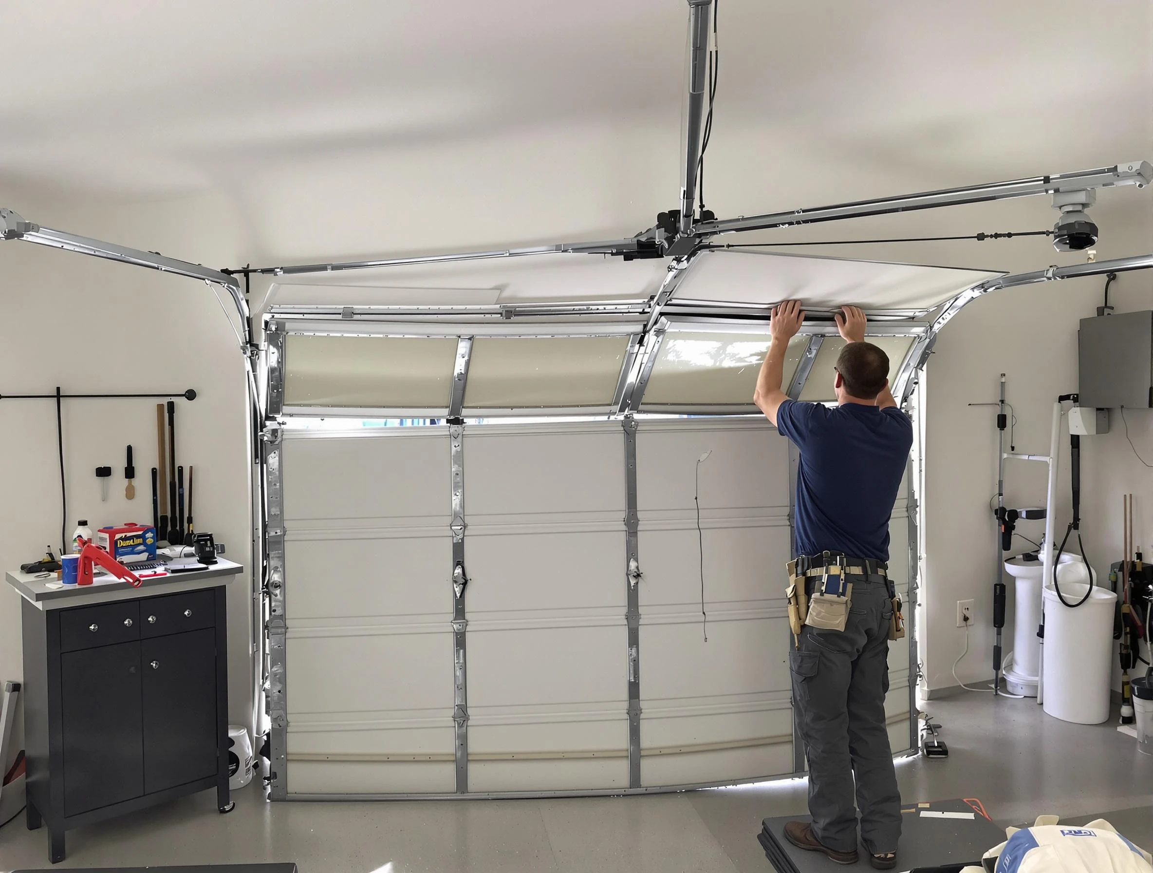Fort Lee Garage Door Repair specialist performing precise section replacement on Fort Lee garage door