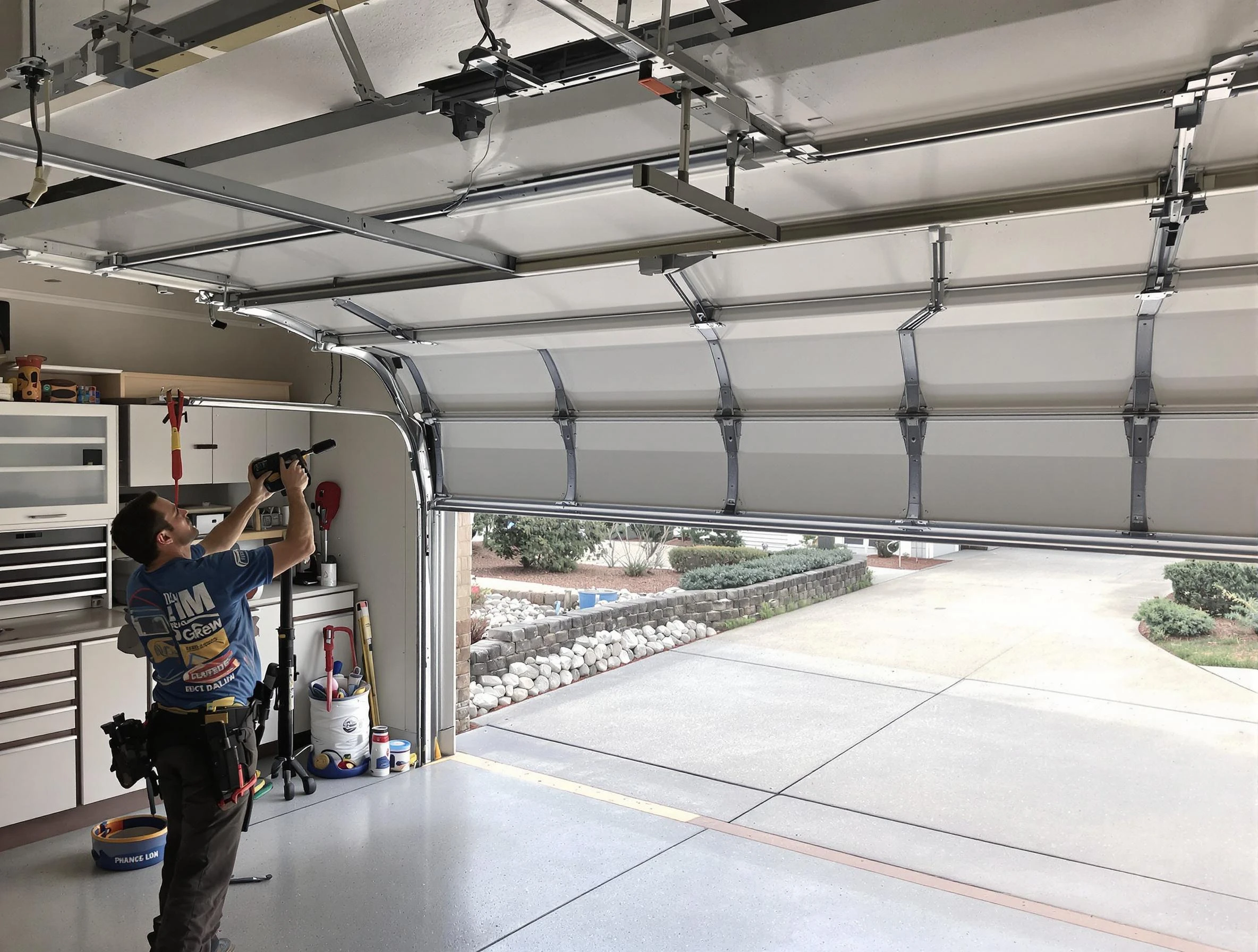 Garage door track repair service by Fort Lee Garage Door Repair in Fort Lee
